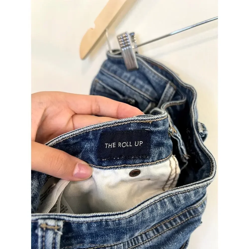 Lucky Brand The Roll Up Denim Size 6/28 Medium Wash Stretch Bermuda Shorts